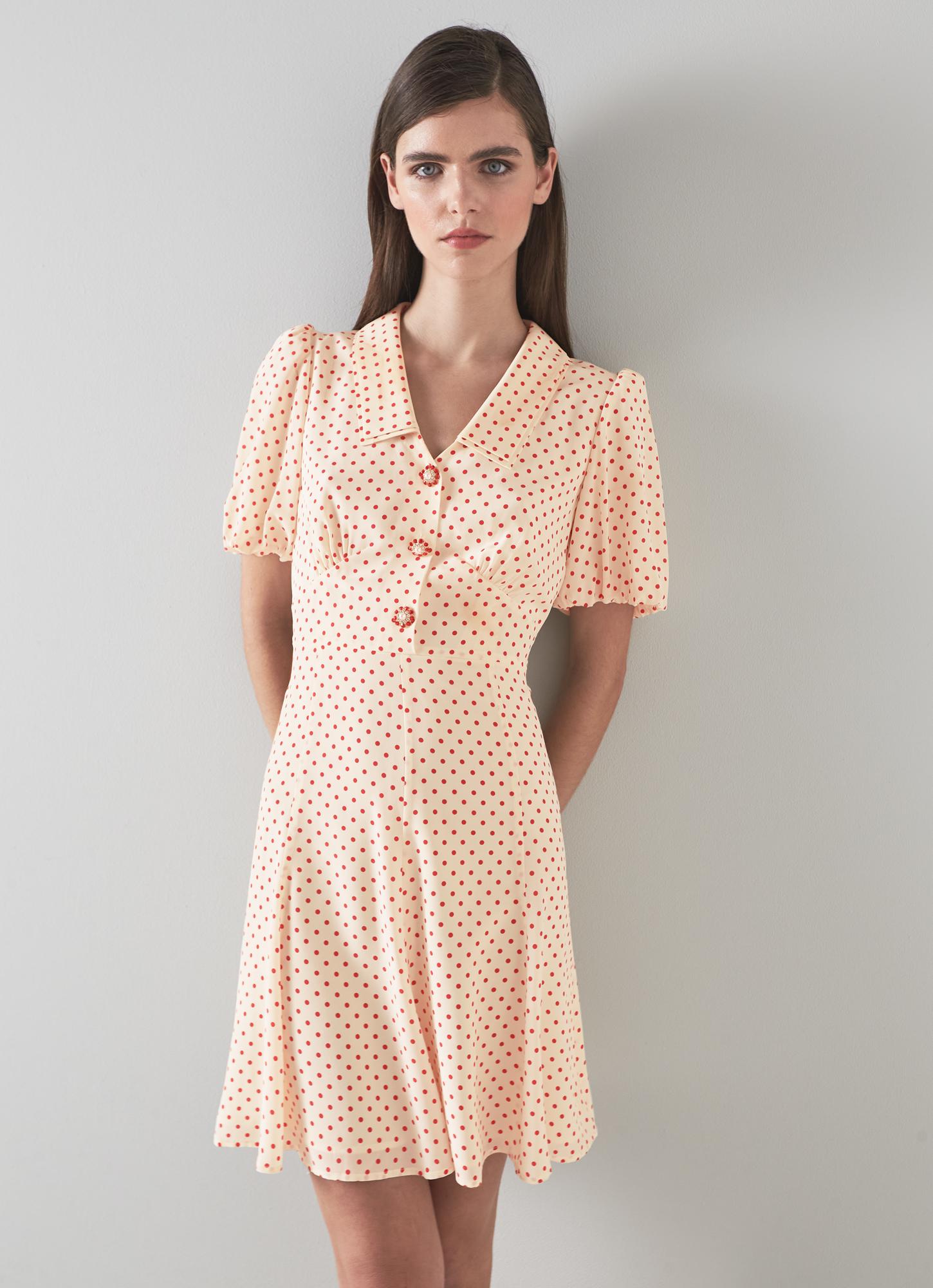 Red spotty tea dress hotsell